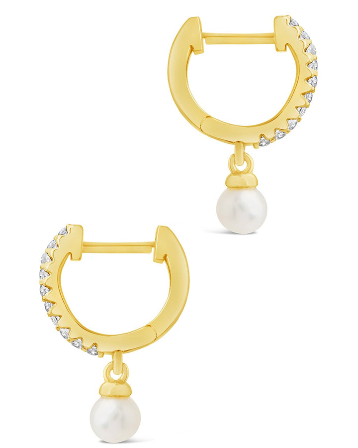 Sterling Silver Maggie CZ & Pearl Hoop Earrings