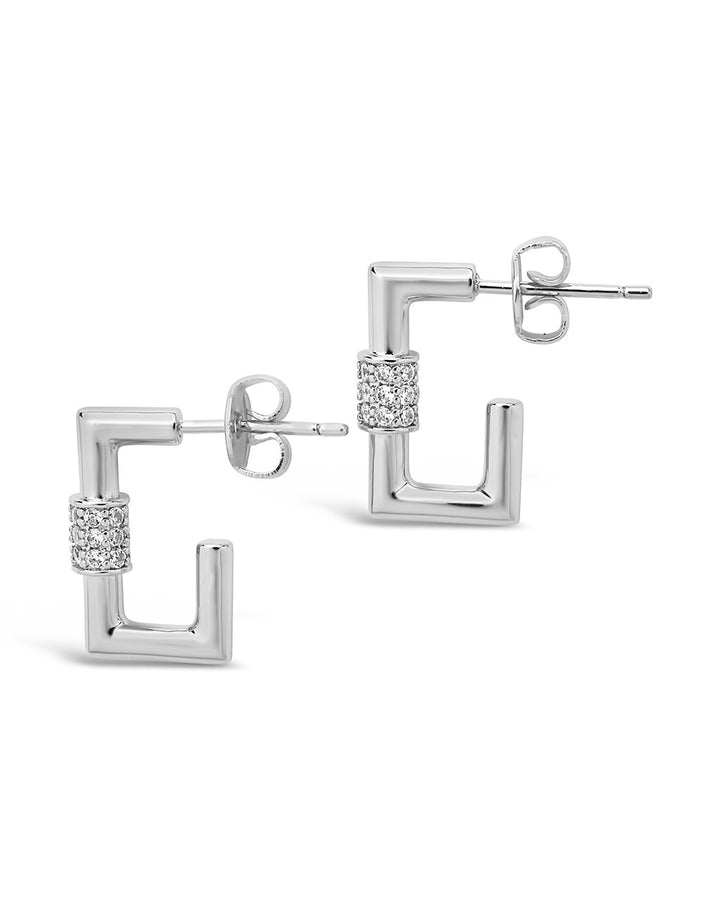 Square CZ Carabiner Clip Huggie Hoops