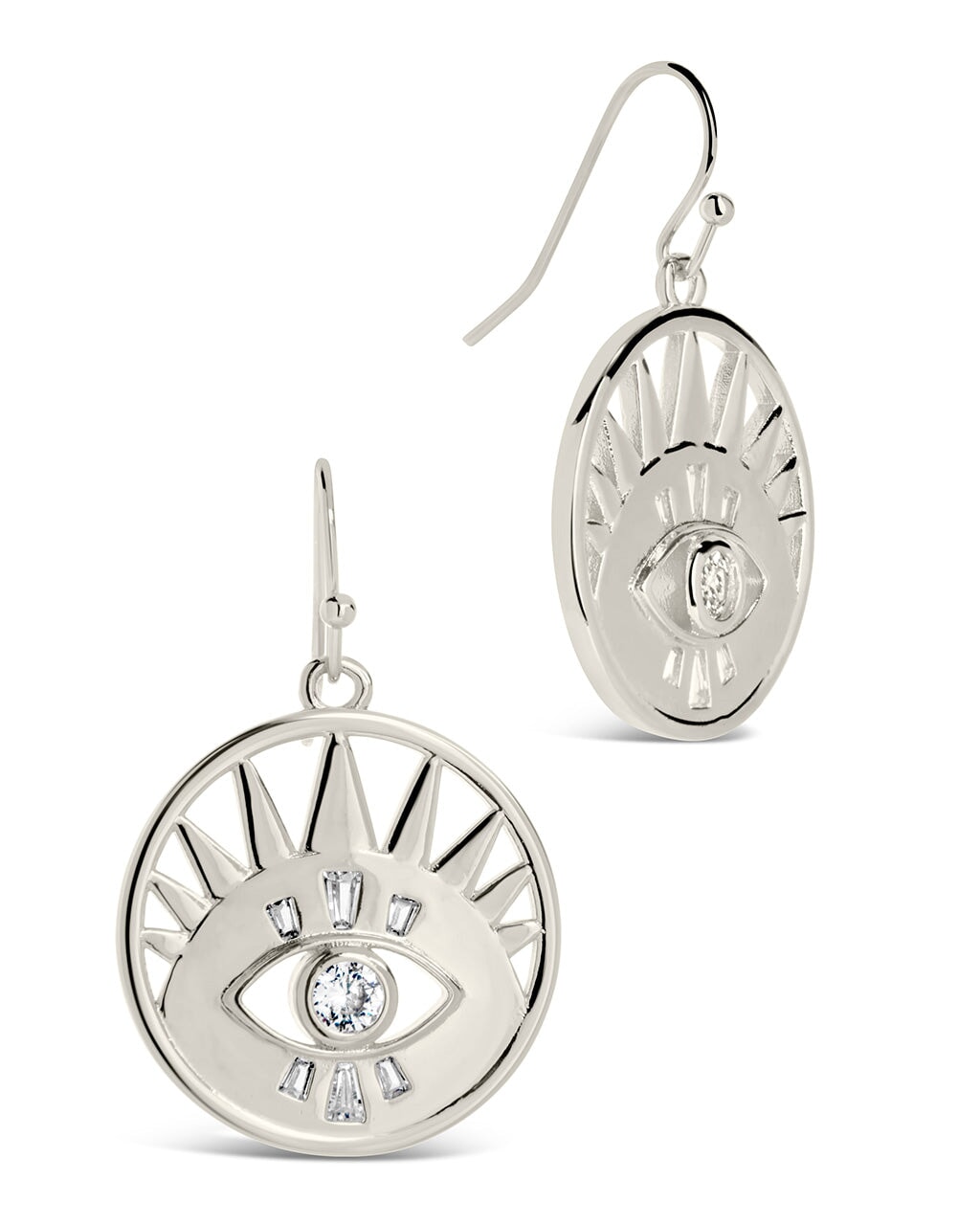 Mahana CZ Evil Eye Disk Drop Earrings