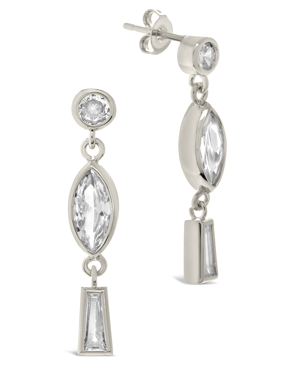 Suvi Triple CZ Drop Stud Earrings