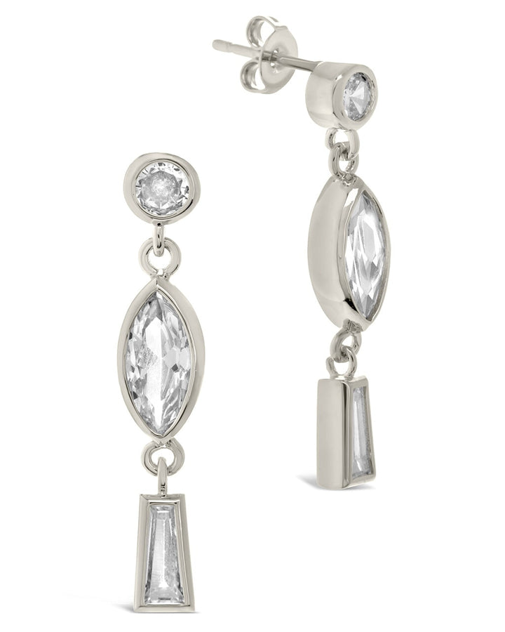 Suvi Triple CZ Drop Stud Earrings