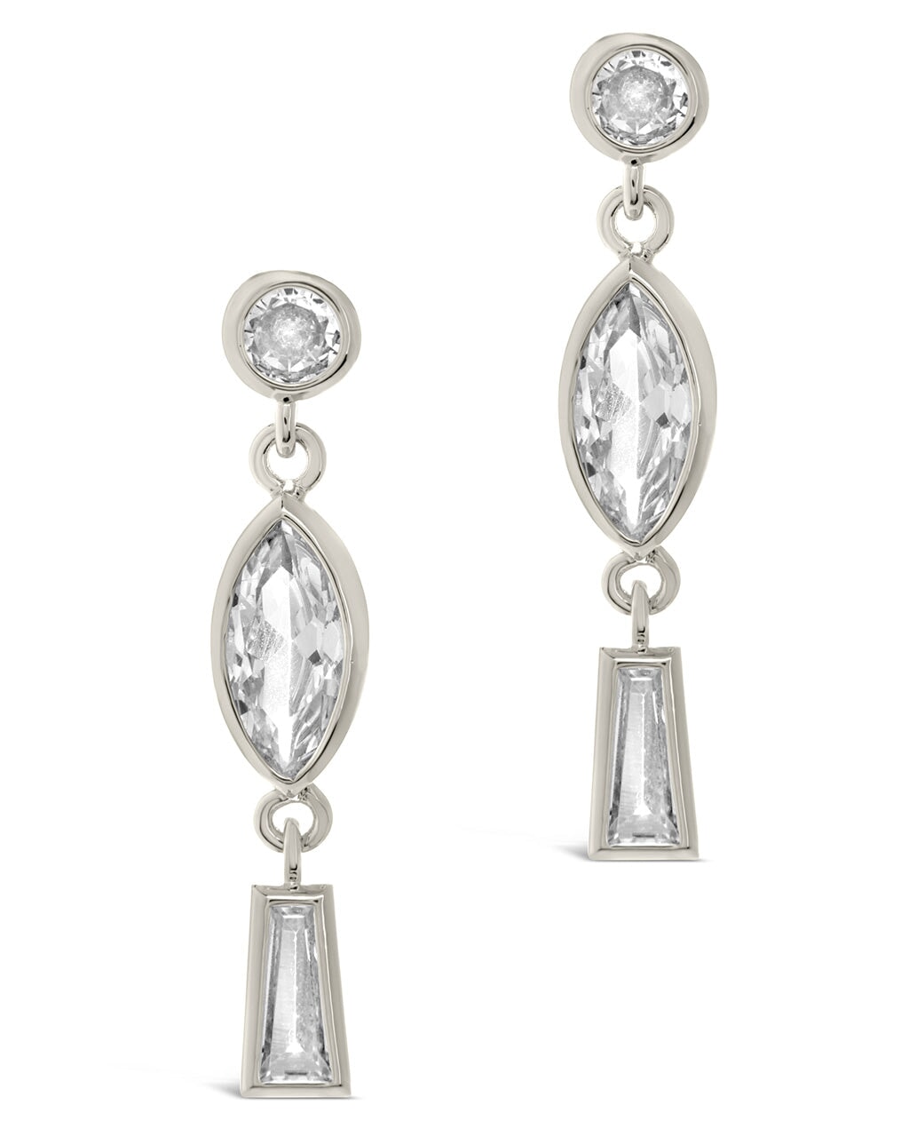 Suvi Triple CZ Drop Stud Earrings