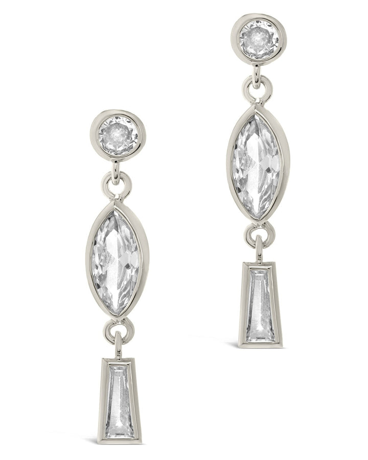 Suvi Triple CZ Drop Stud Earrings