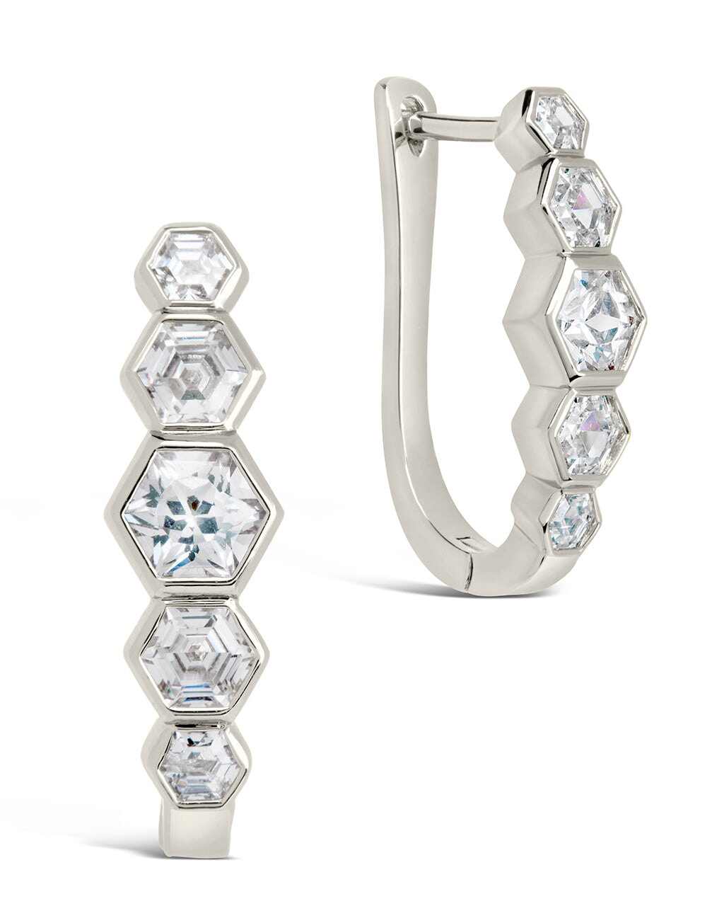 Gia Geometric CZ Latch Hoop Earrings