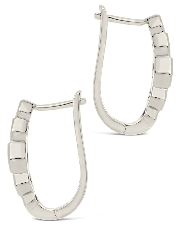 Gia Geometric CZ Latch Hoop Earrings