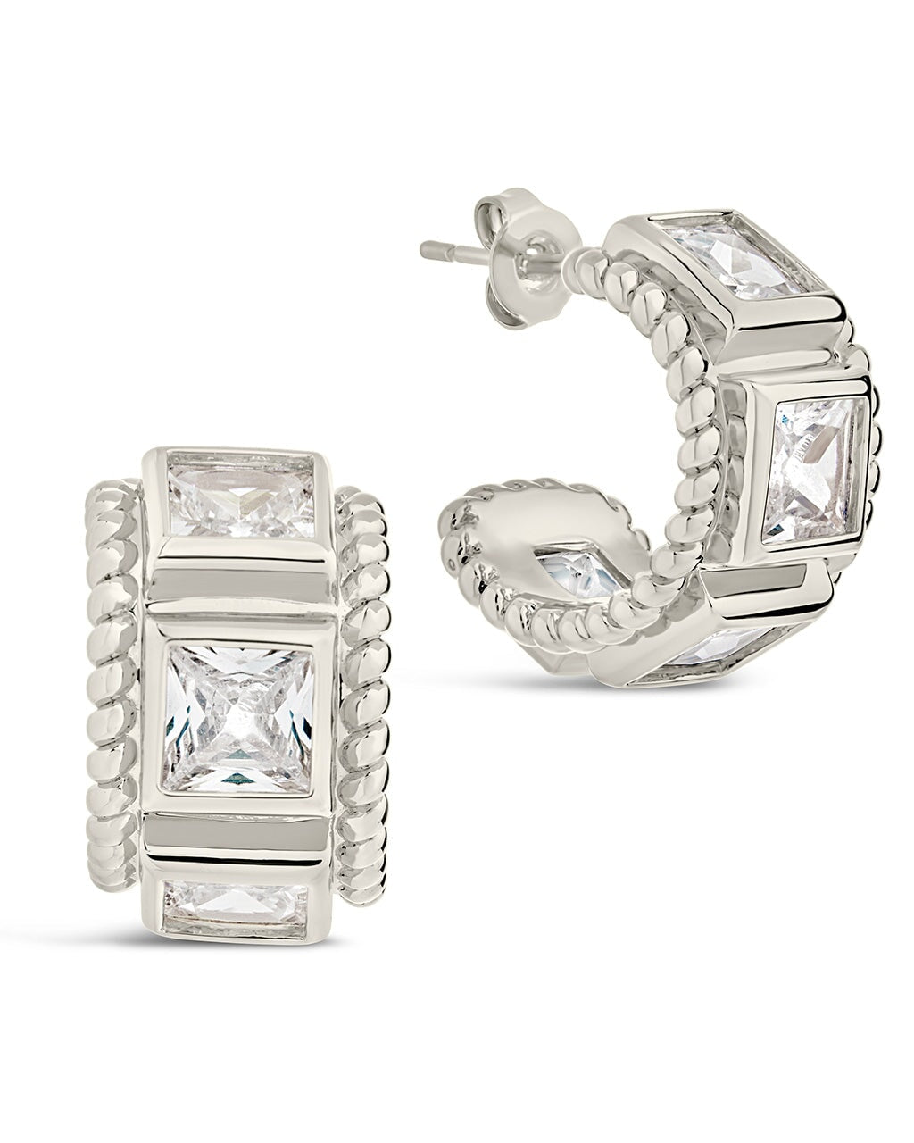 Cassia CZ Huggie Hoop Earrings