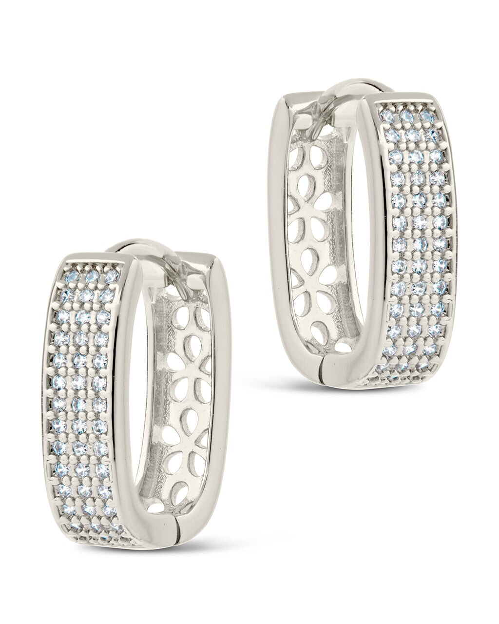Men's CZ Rectangle Huggie Hoop Earrings