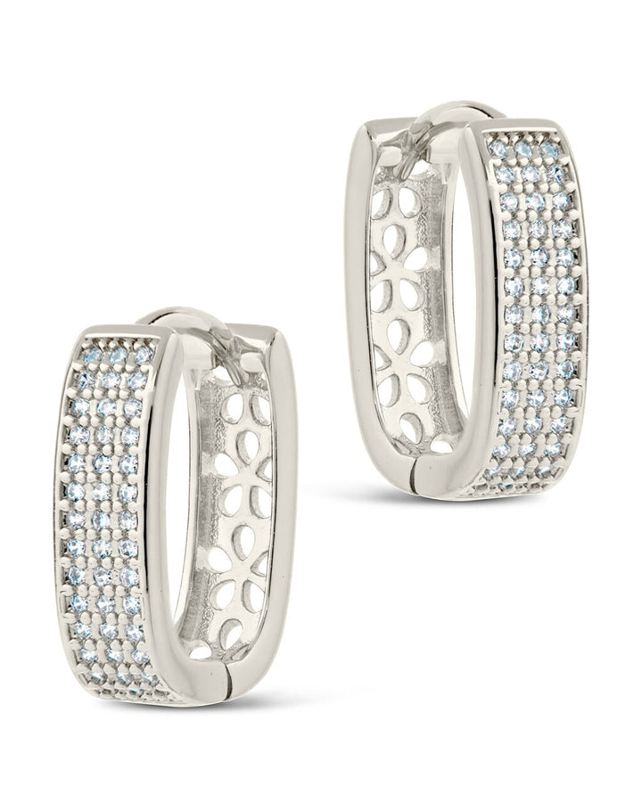 Men's CZ Rectangle Huggie Hoop Earrings