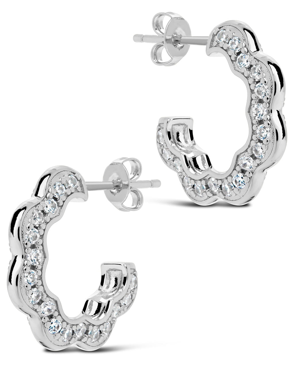 Marisole CZ Rose Petal Hoop Earrings