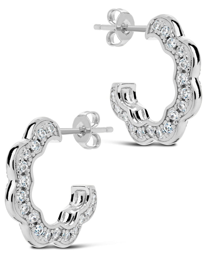 Marisole CZ Rose Petal Hoop Earrings