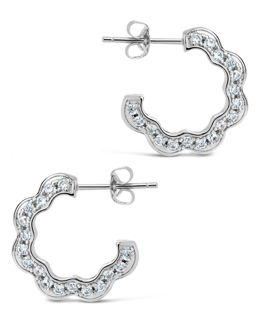 Marisole CZ Rose Petal Hoop Earrings