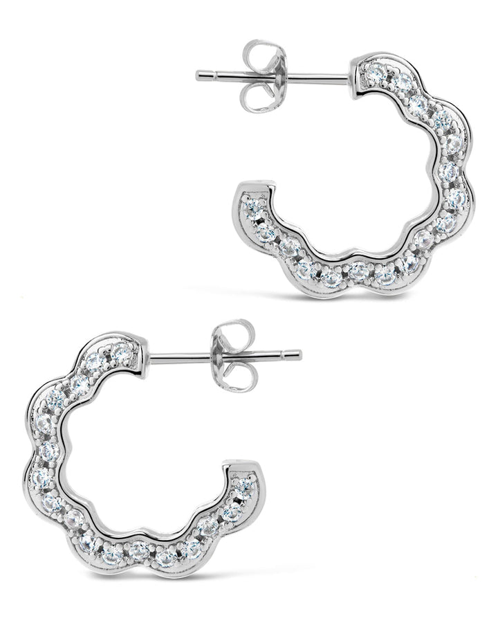 Marisole CZ Rose Petal Hoop Earrings