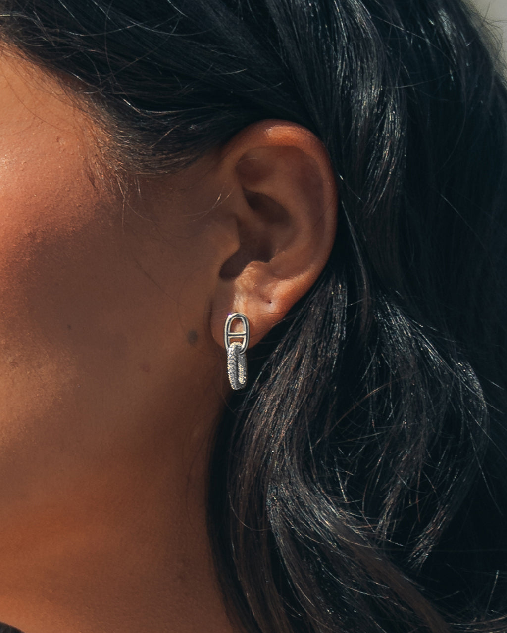 Reina CZ Chain Link Drop Stud Earrings