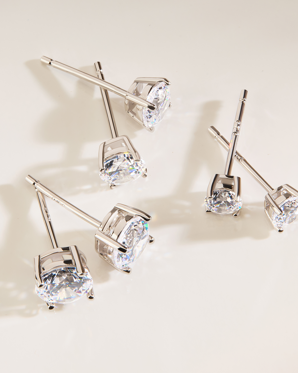 Sterling Silver CZ Stud Earring Set