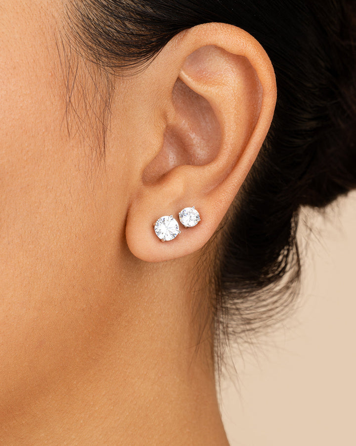 Sterling Silver CZ Stud Earring Set