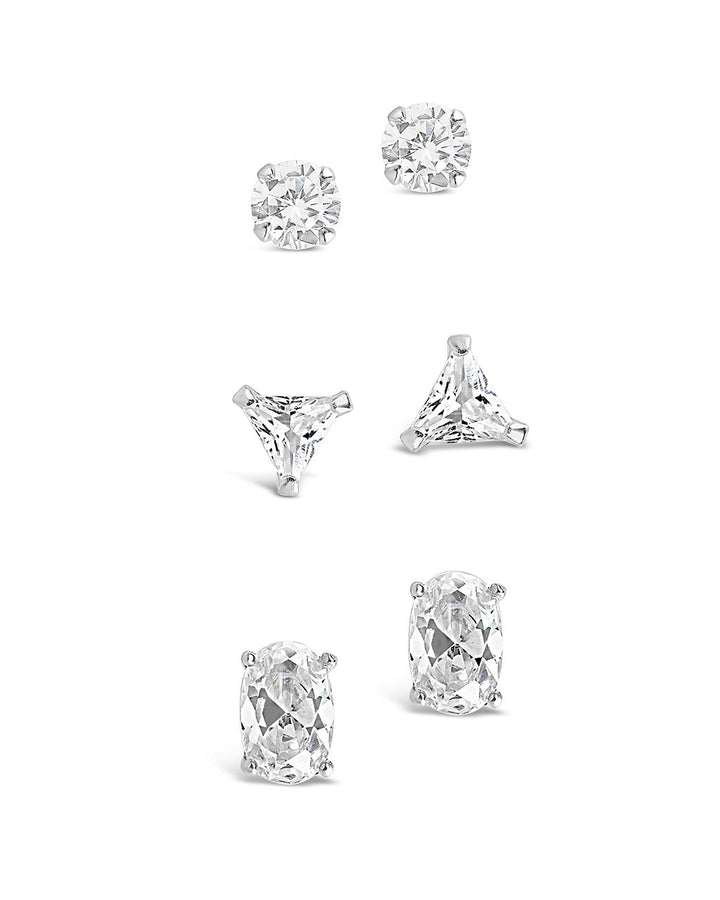 Sterling Silver Everyday CZ Stud Set of 3