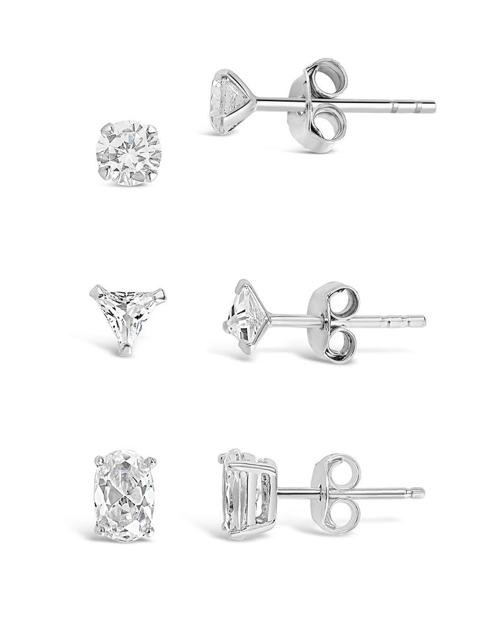 Sterling Silver Everyday CZ Stud Set of 3