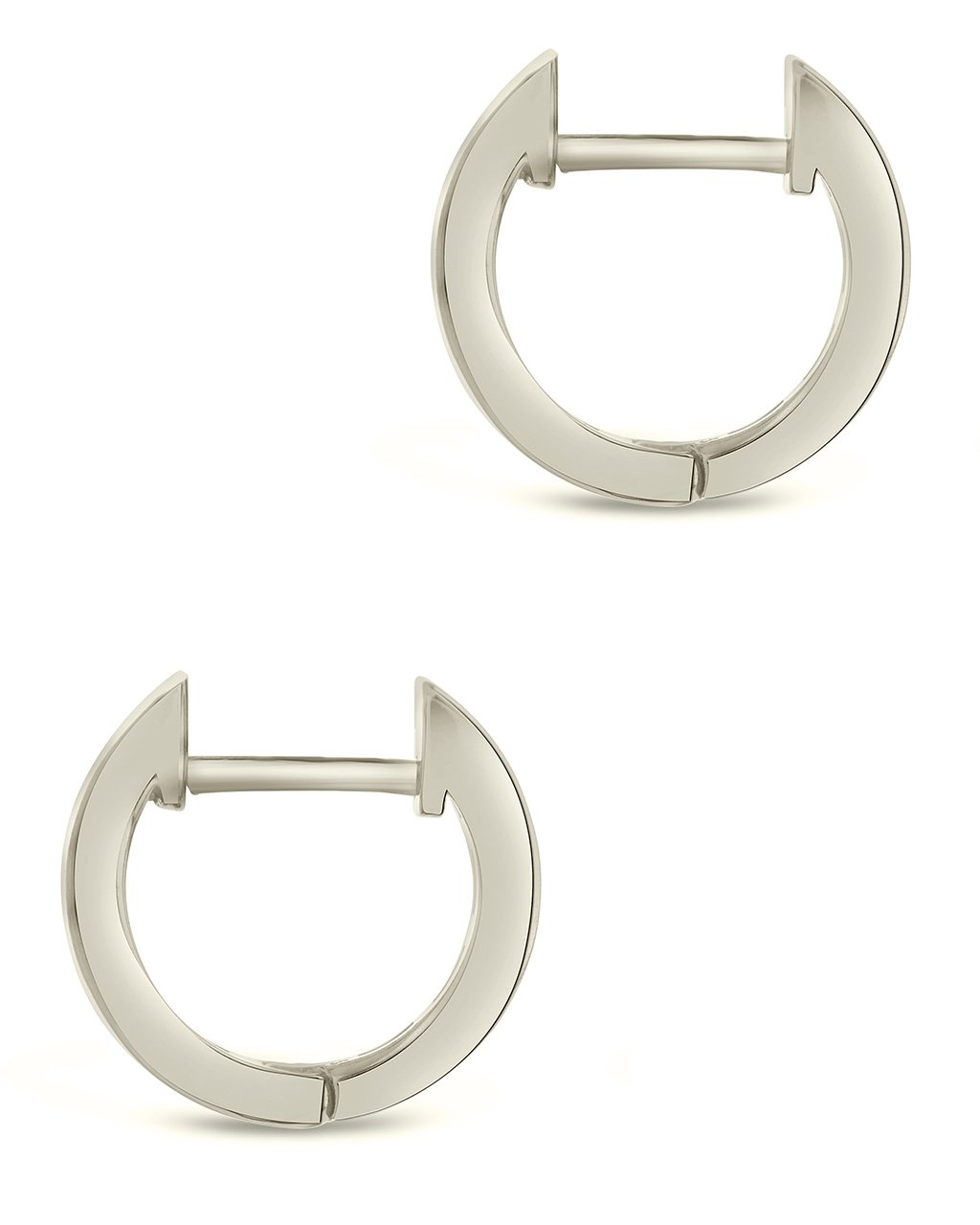 Sterling Silver CZ Baguette Micro Hoop Earrings