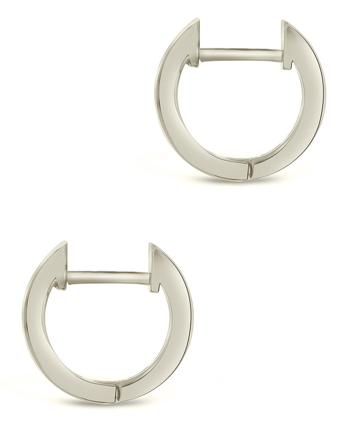 Sterling Silver CZ Baguette Micro Hoop Earrings