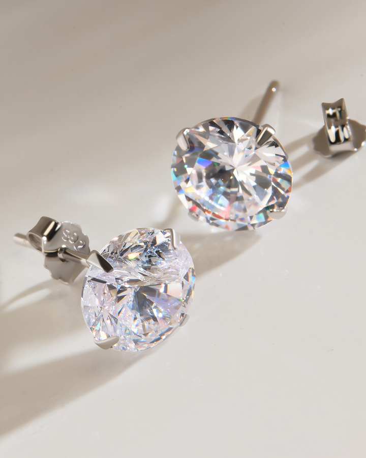 Sterling Silver 8mm CZ Stud Earrings