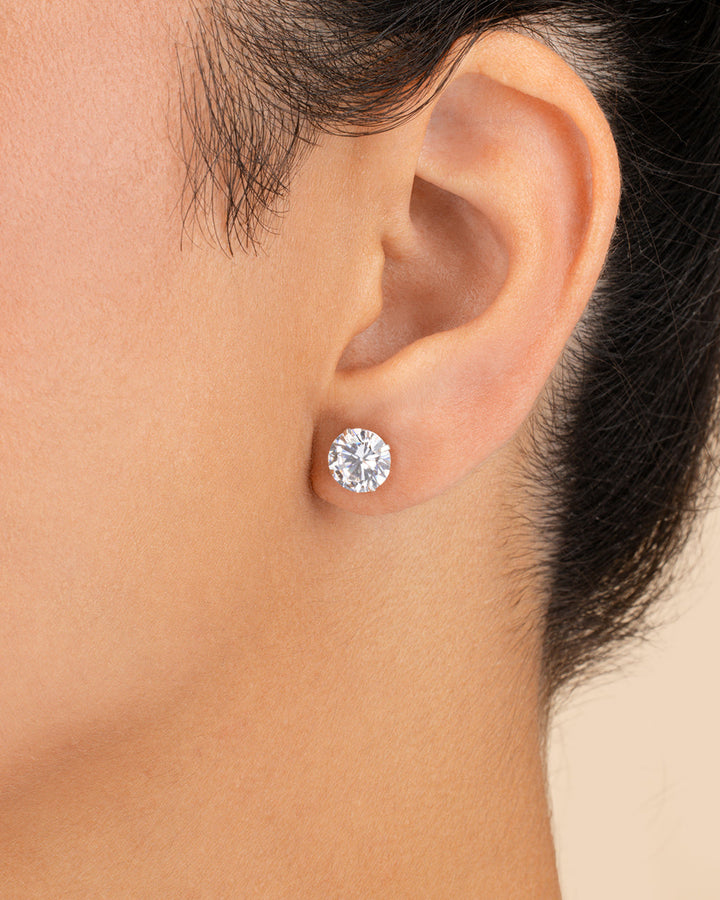 Sterling Silver 8mm CZ Stud Earrings