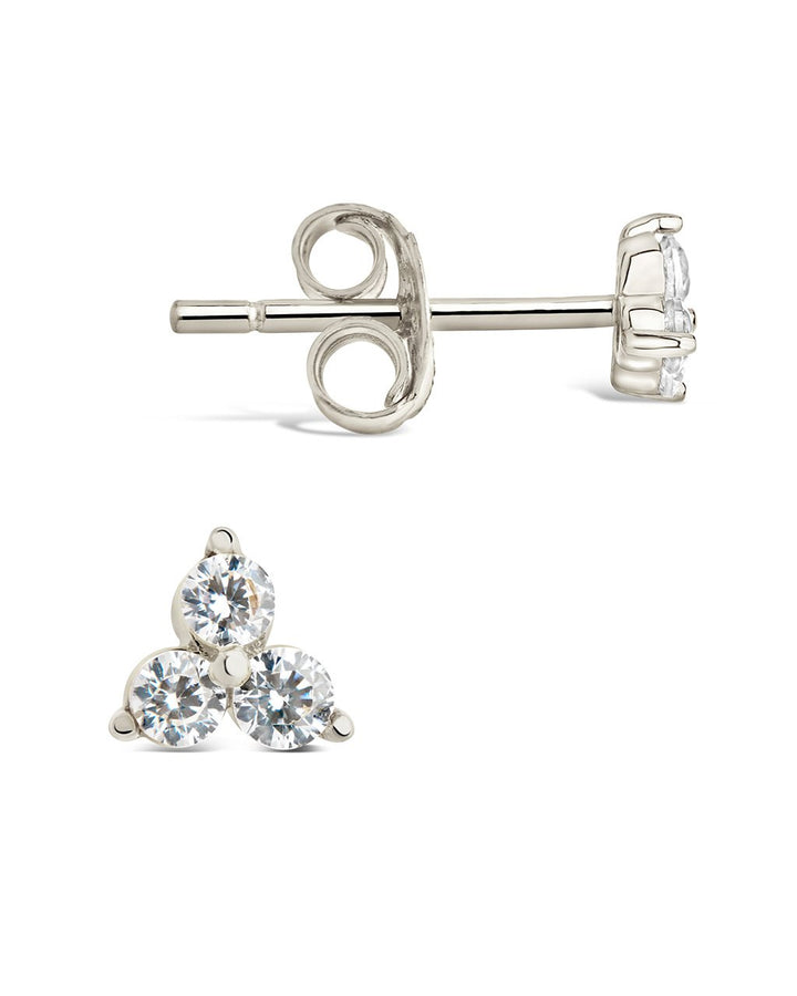 Sterling Silver CZ Pyramid Stud Earrings