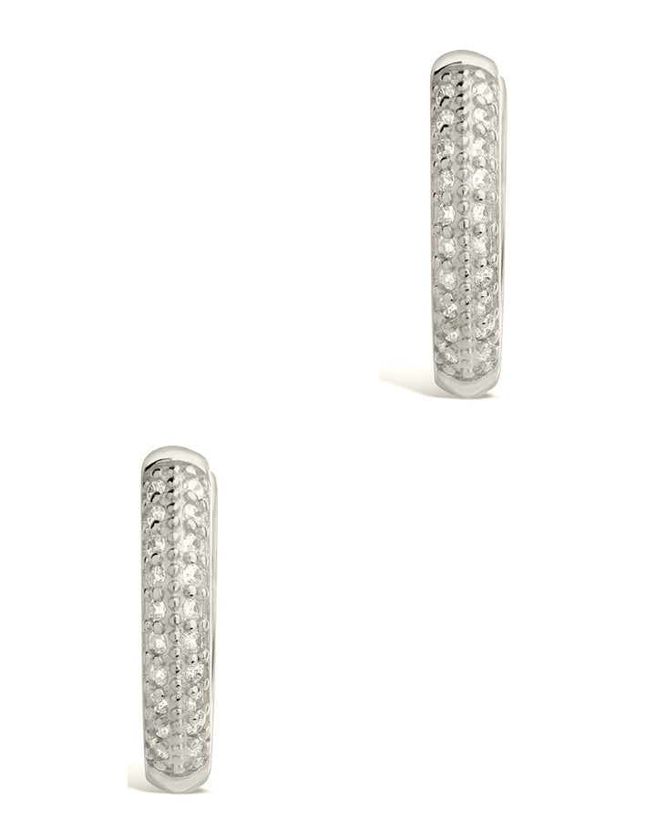 Sterling Silver Pave CZ Infinity Hoop Earrings
