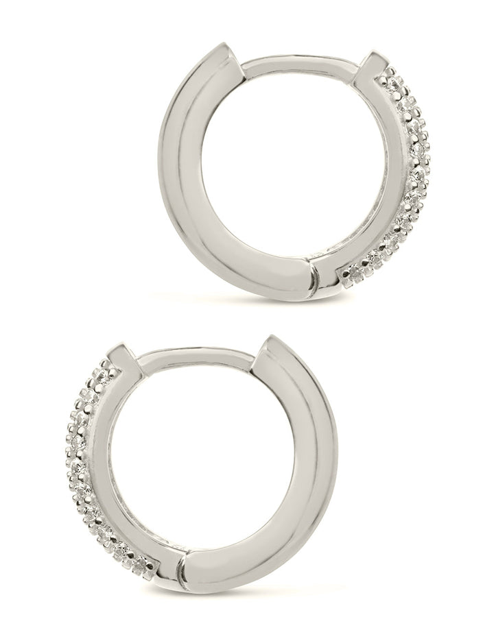 Sterling Silver Pave CZ Infinity Hoop Earrings