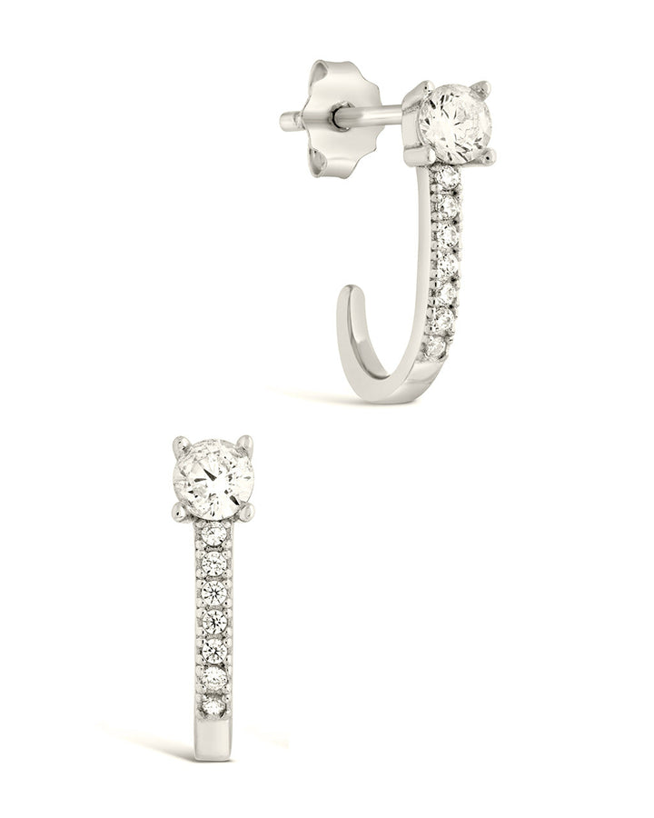 Sterling Silver CZ Suspender Stud Earrings