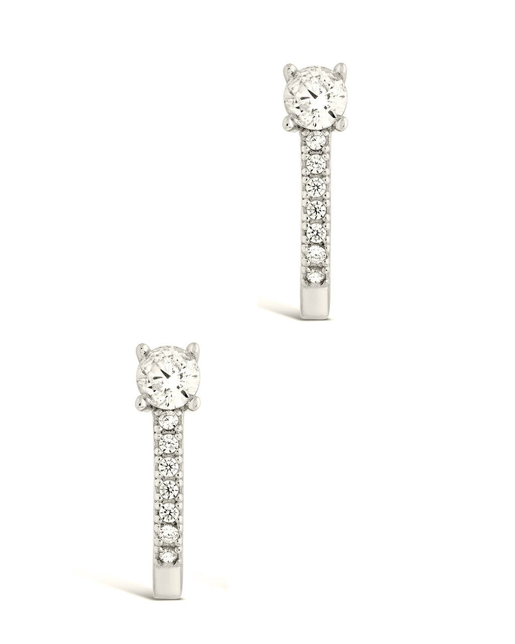 Sterling Silver CZ Suspender Stud Earrings