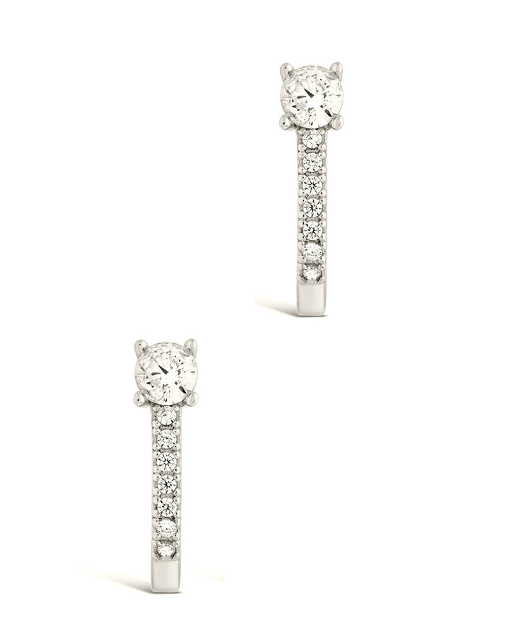 Sterling Silver CZ Suspender Stud Earrings