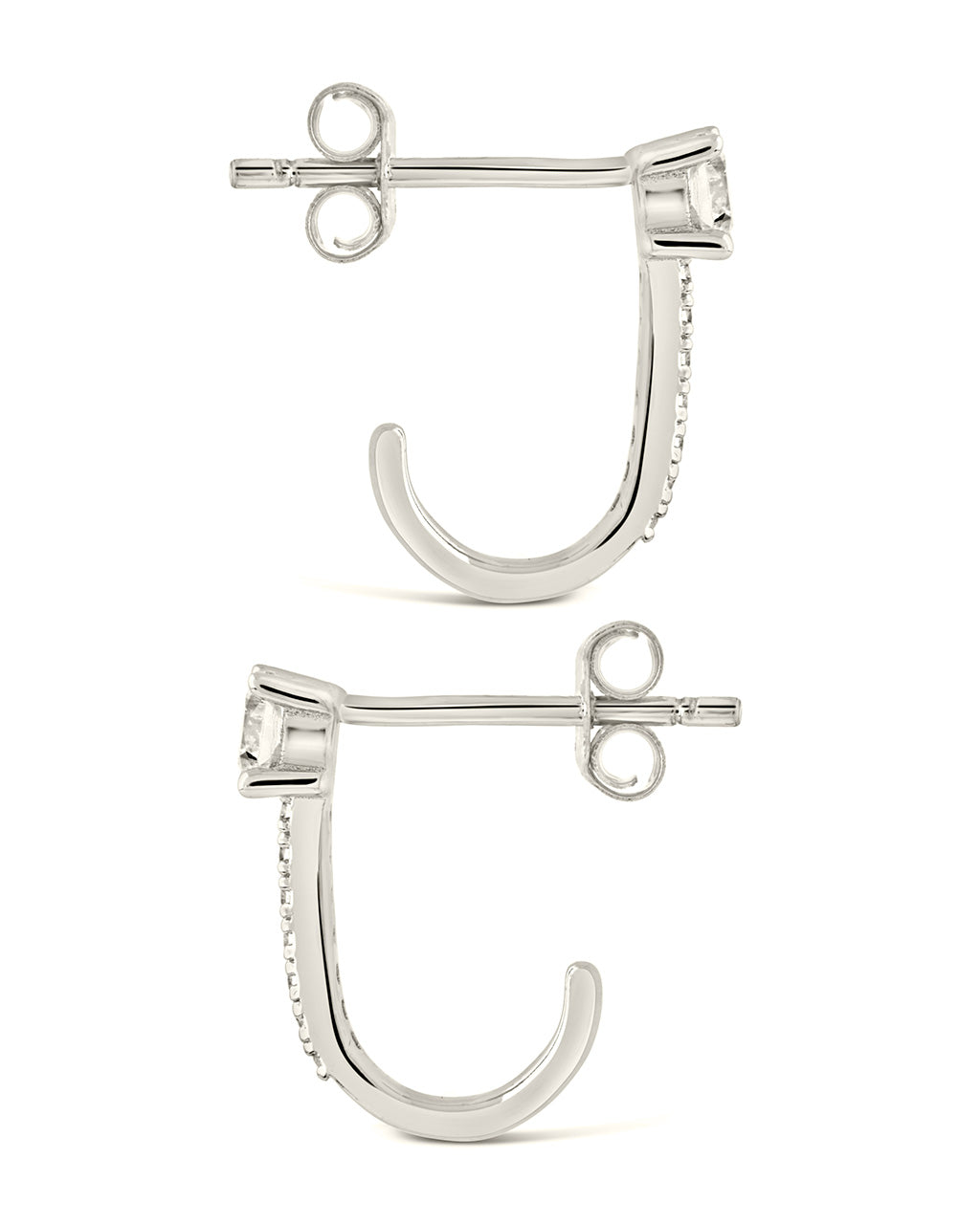 Sterling Silver CZ Suspender Stud Earrings