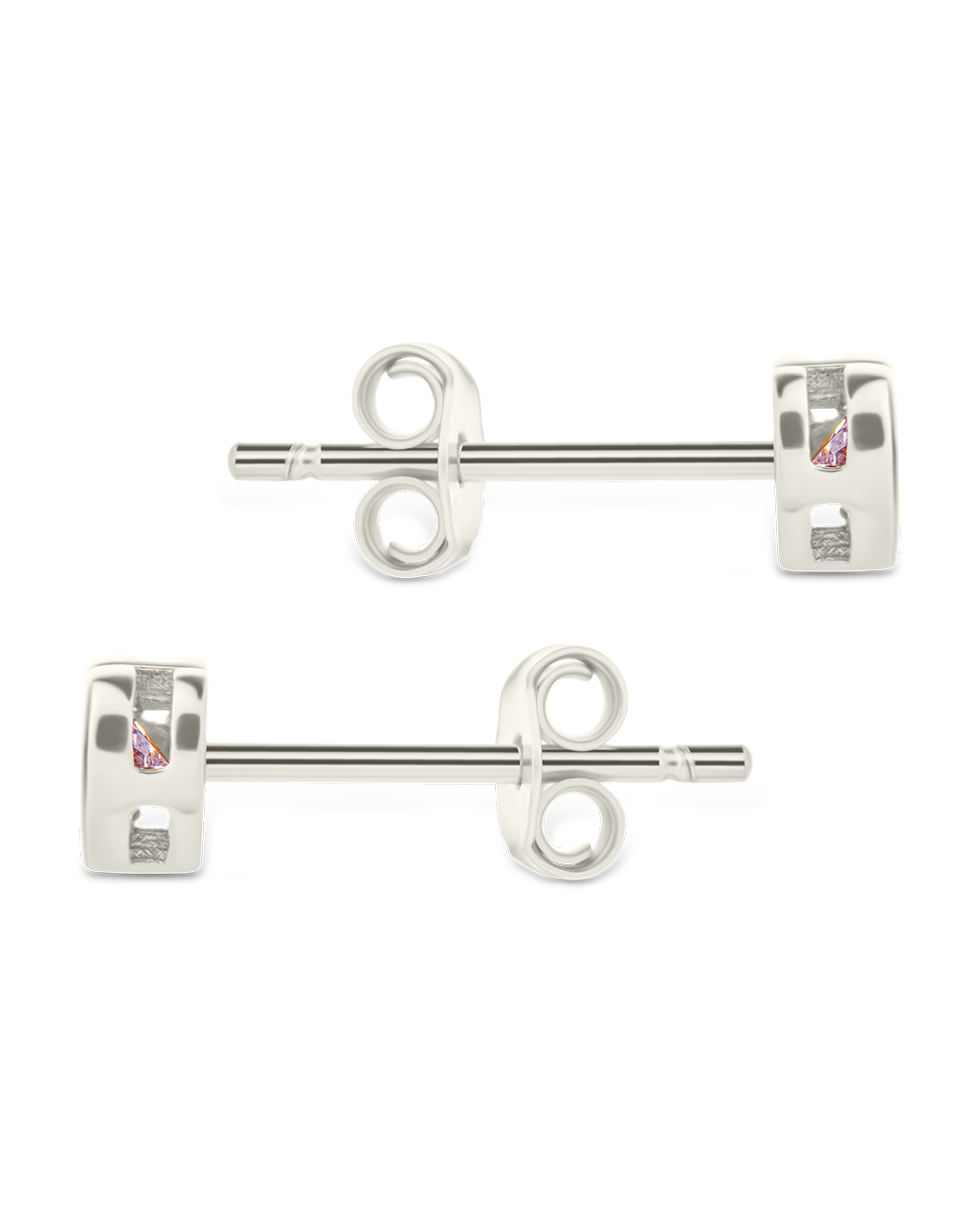 Sterling Silver Bezel Set CZ Heart Studs