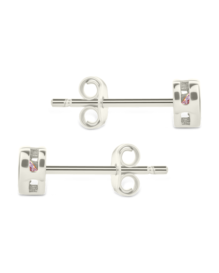 Sterling Silver Bezel Set CZ Heart Studs