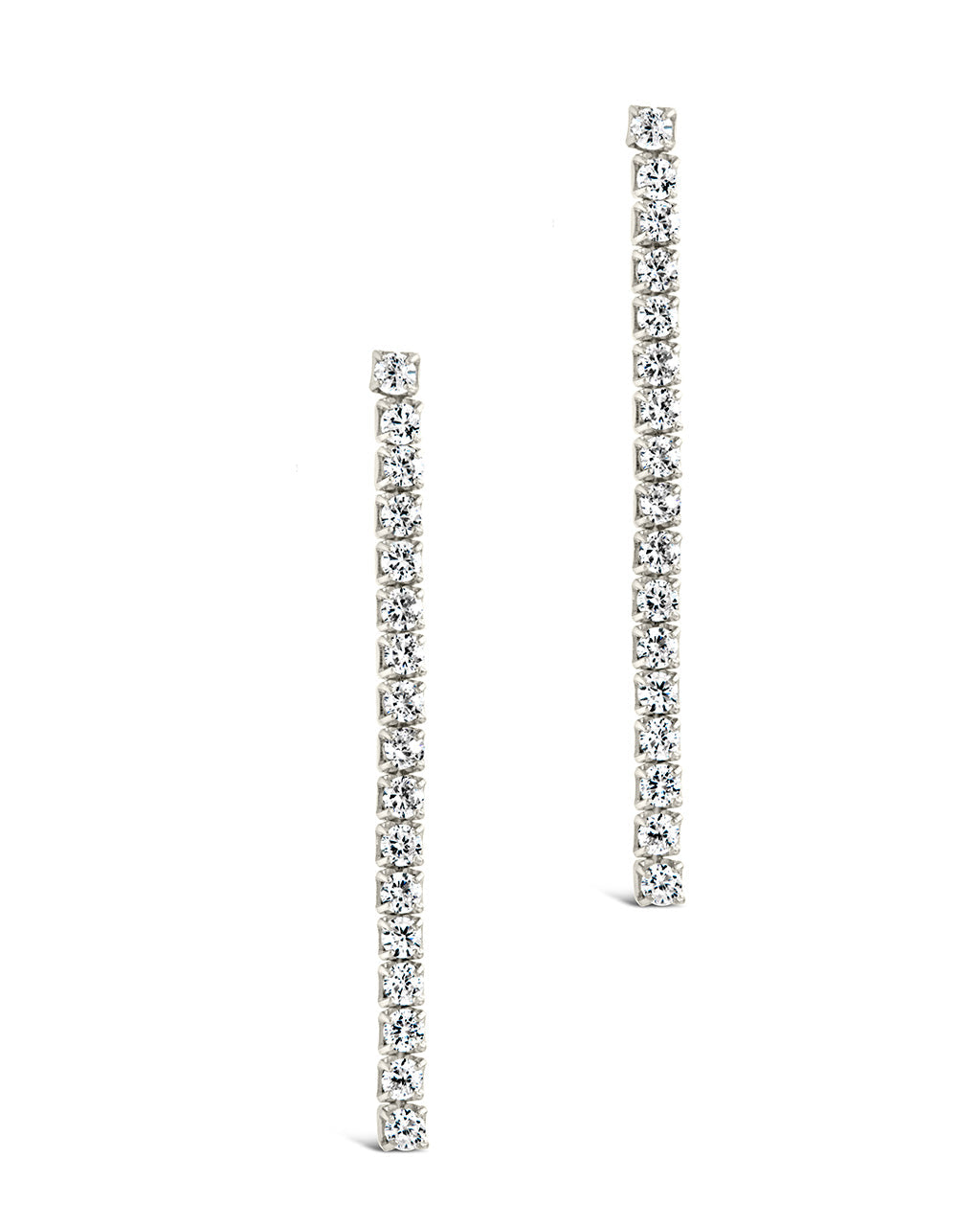 Sterling Silver CZ Linear Drop Earrings