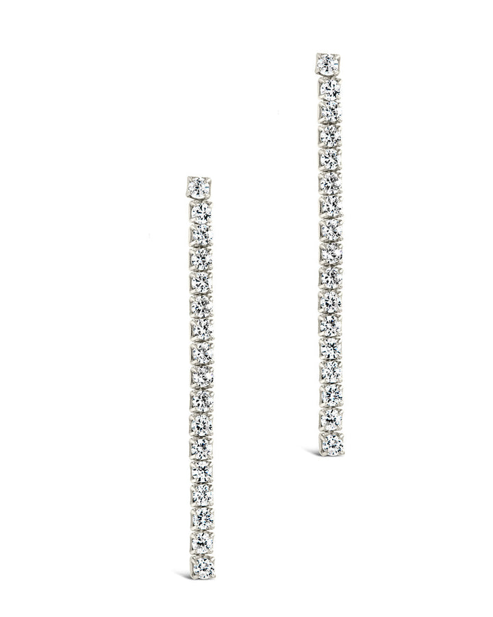 Sterling Silver CZ Linear Drop Earrings