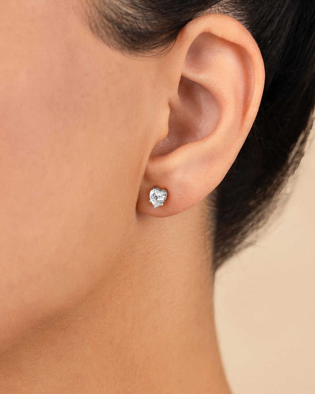 Sterling Silver 5mm Heart CZ Stud Earrings