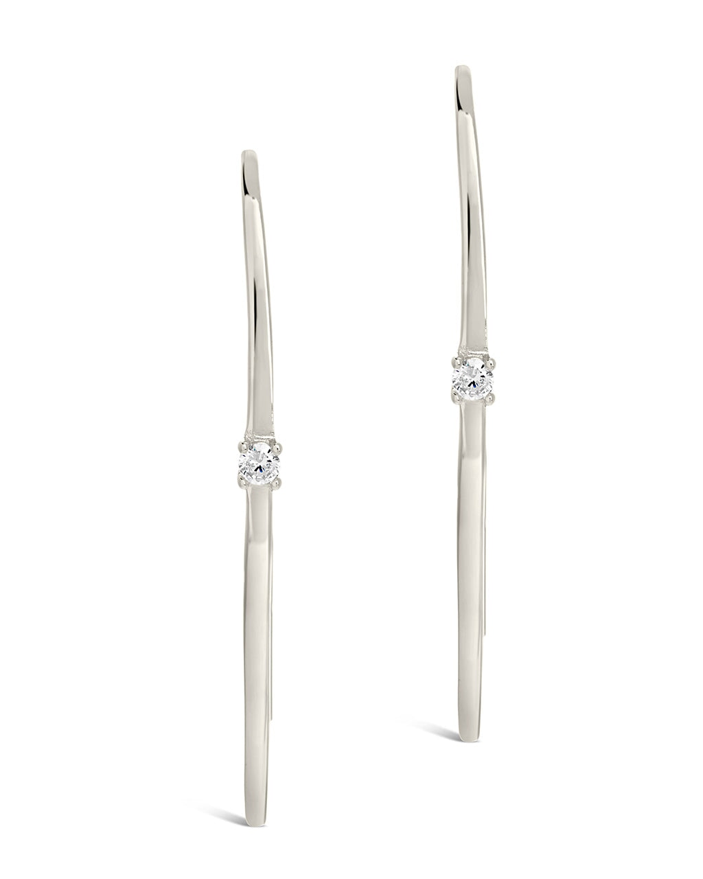 Sterling Silver CZ Studded Threader Earrings