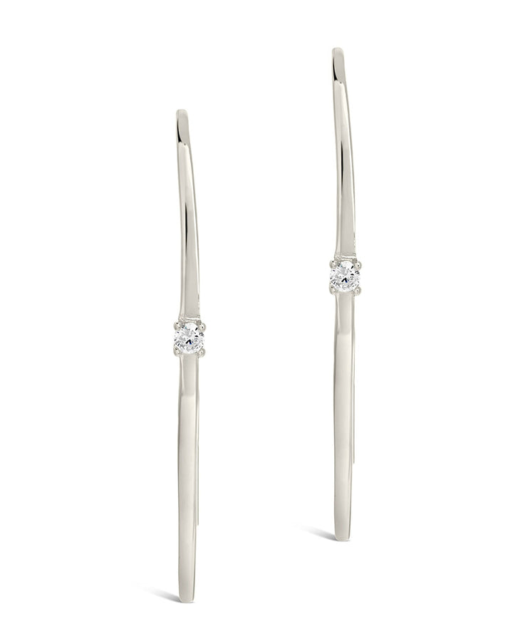 Sterling Silver CZ Studded Threader Earrings