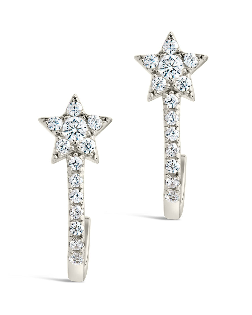 Sterling Silver CZ Star Jacket Earrings