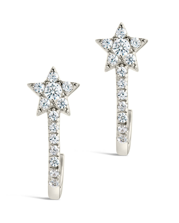 Sterling Silver CZ Star Jacket Earrings