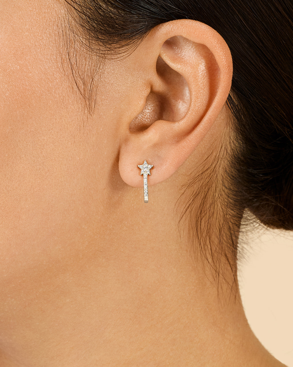Sterling Silver CZ Star Jacket Earrings