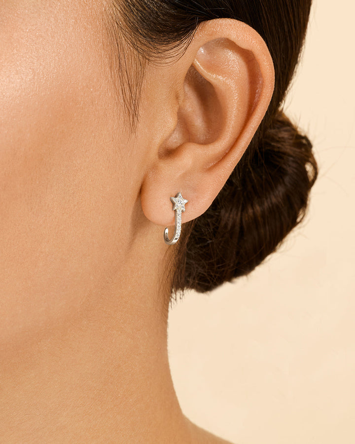 Sterling Silver CZ Star Jacket Earrings