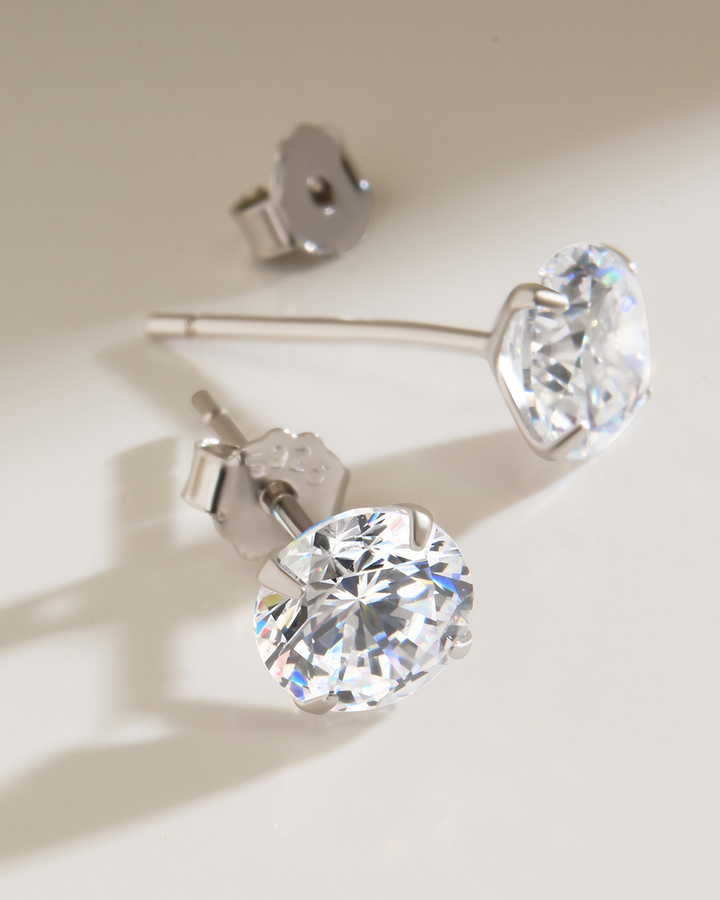 Sterling Silver 6mm CZ Stud Earrings
