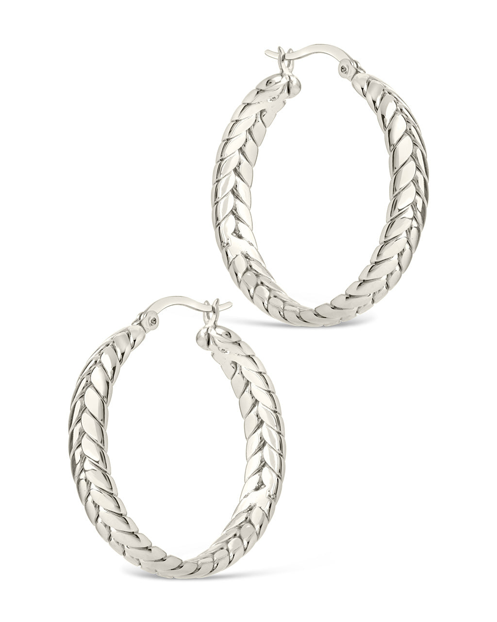 Double Row Herringbone Statement Hoop Earrings