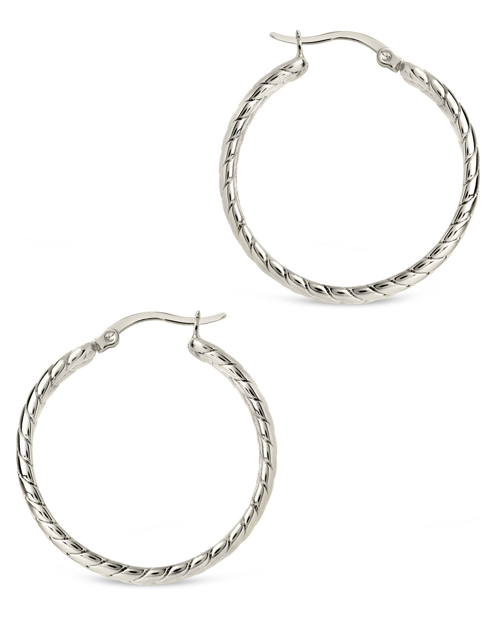 Double Row Herringbone Statement Hoop Earrings