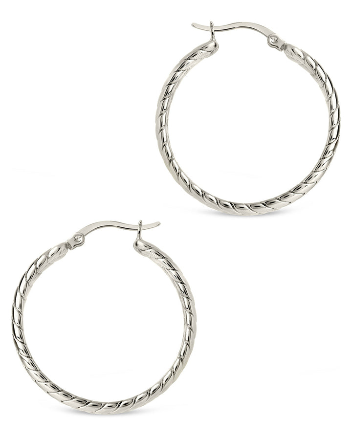 Double Row Herringbone Statement Hoop Earrings