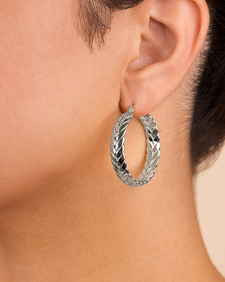 Double Row Herringbone Statement Hoop Earrings