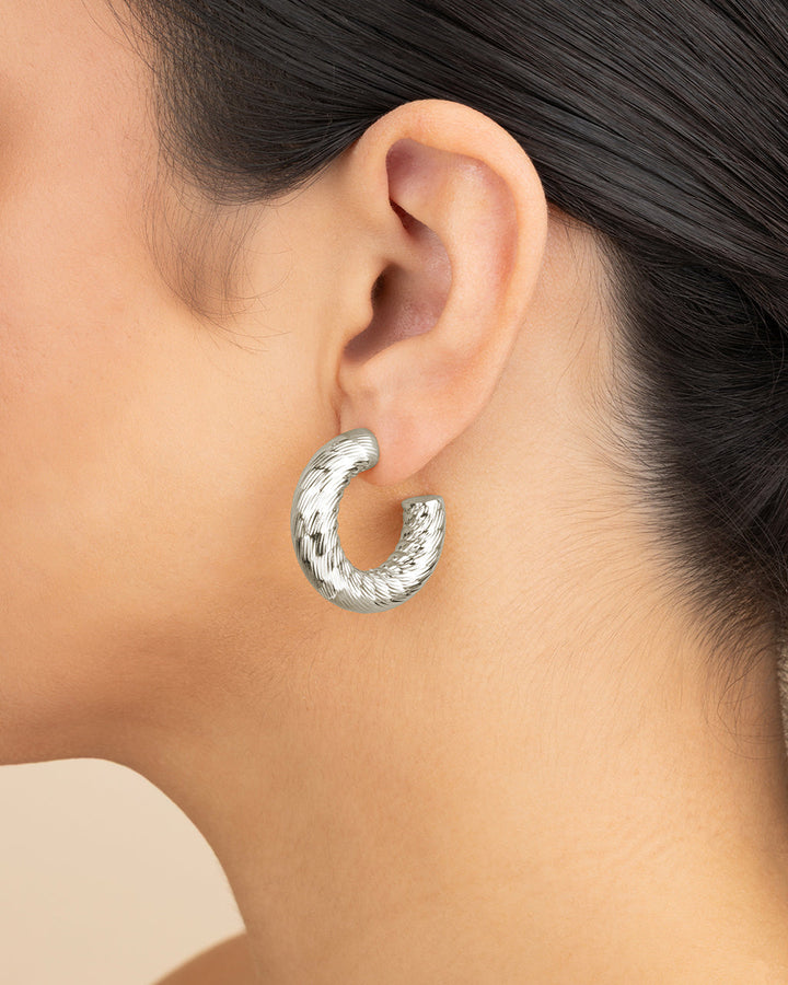 Pepper Textured Tube Hoop Earrings