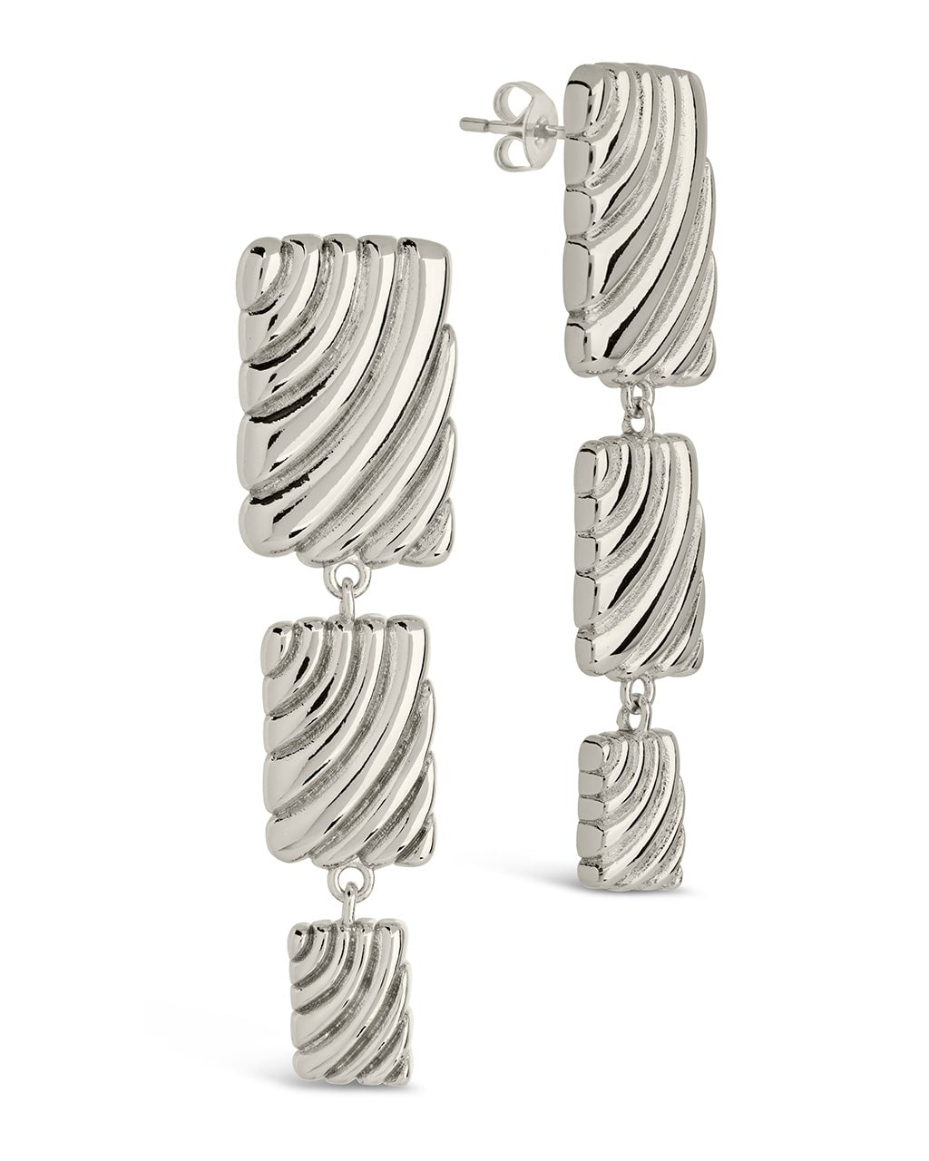 Haydée Triple Textured Drop Stud Earrings